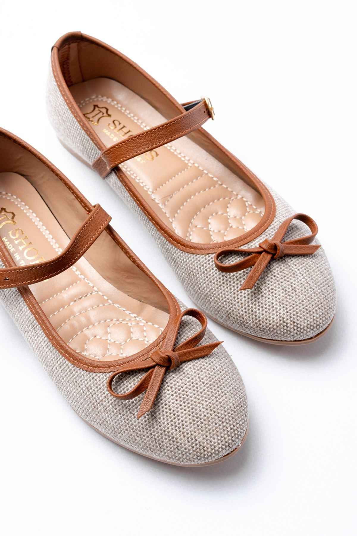 Ayakkabı Aşkı 6321 Vizon Günlük Baret Tokalı Bayan Babet