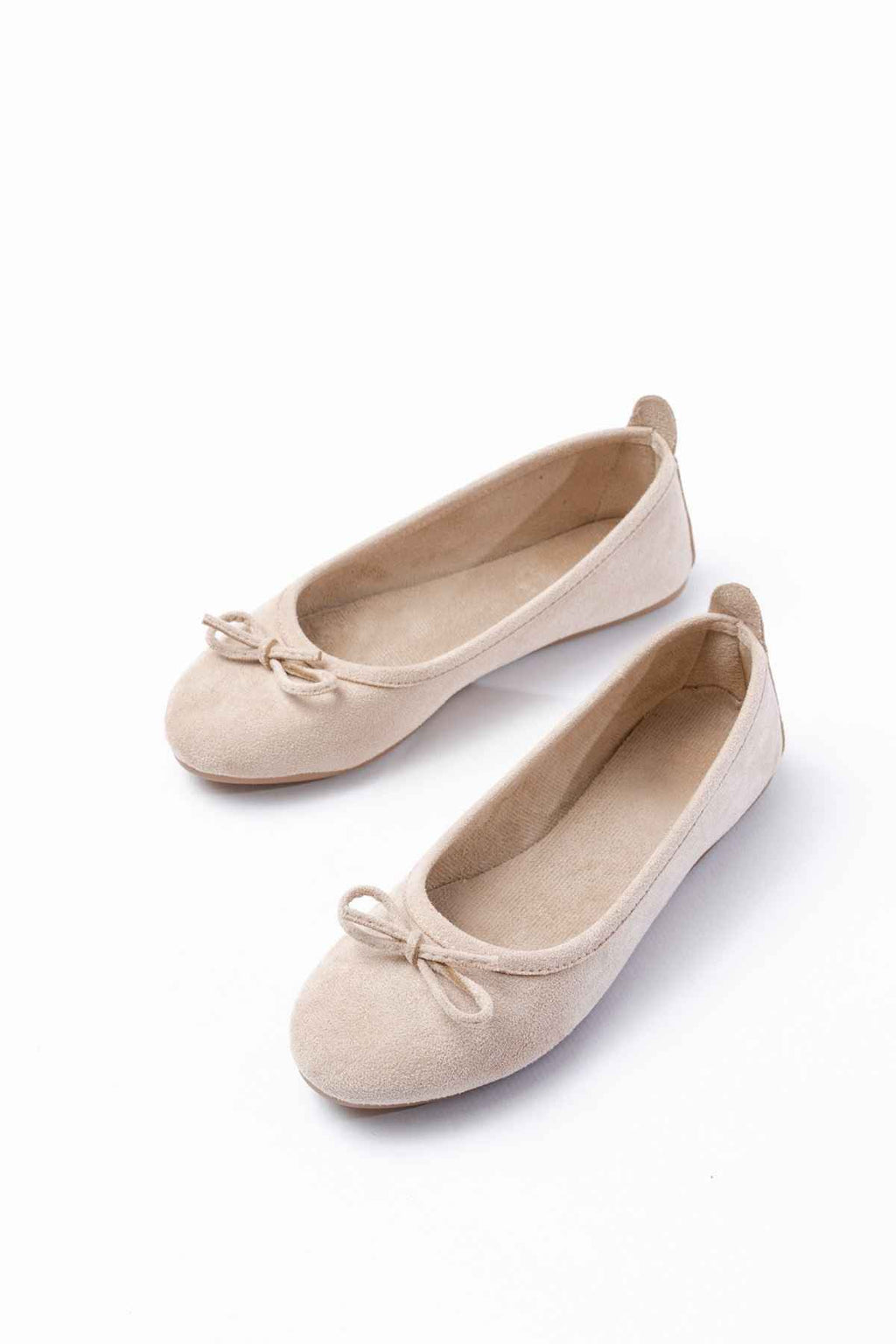 Ayakkabı Aşkı 6101 Bej Süet Fiyonklu Günlük Kadın Babet