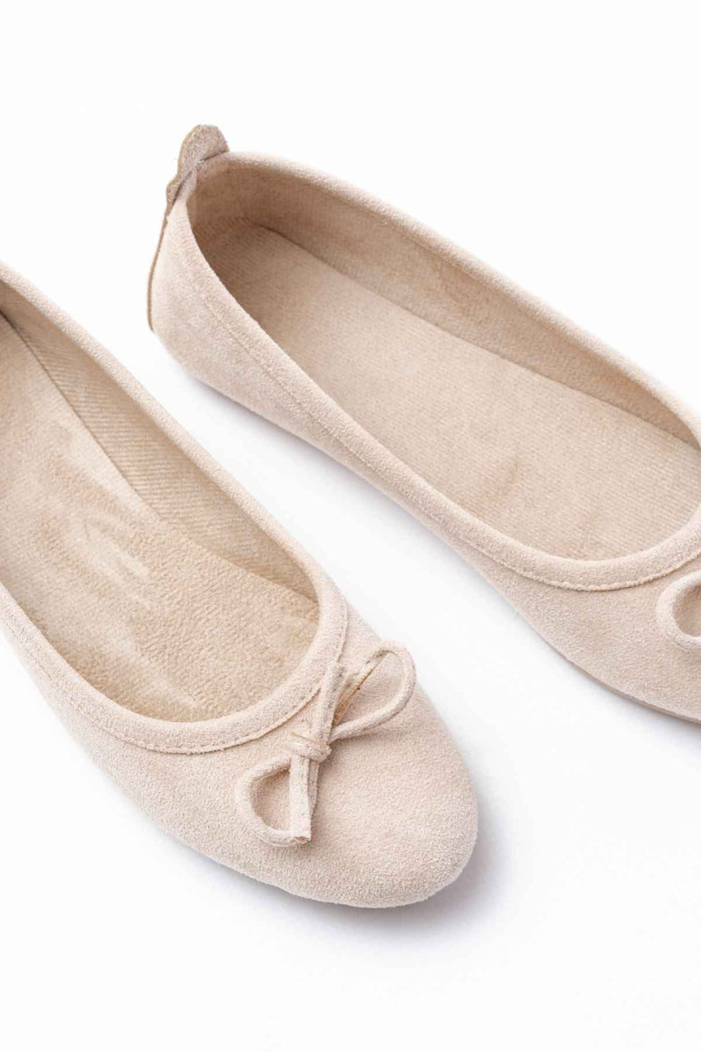 Ayakkabı Aşkı 6101 Bej Süet Fiyonklu Günlük Kadın Babet