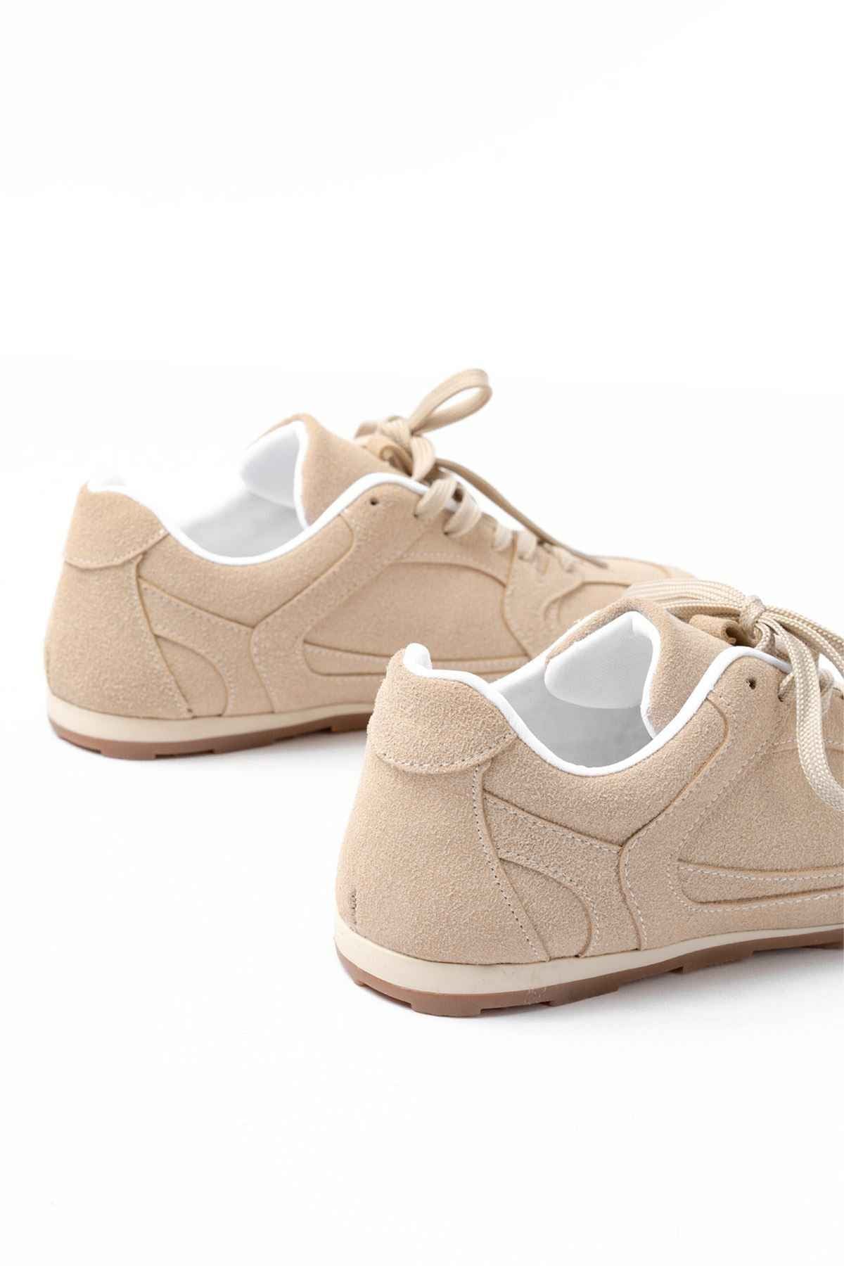 Ayakkabı Aşkı Rs-01 Bej Süet Ince Taban Günlük Spor Ayakkabı