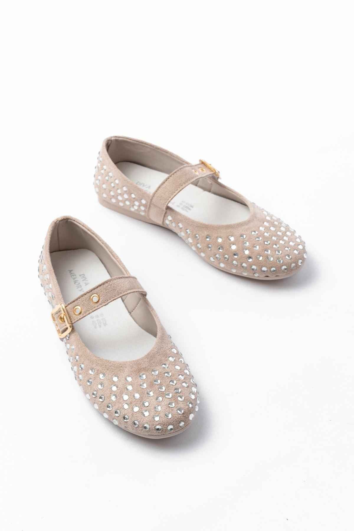 Ayakkabı Aşkı Dm-6020 Bej Troklu Baret Tokalı Günlük Kadın Babet