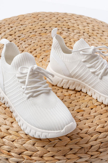 Ayakkabı Aşkı Beyaz Bağcıklı Failon Taban Günlük Spor Ayakkabı