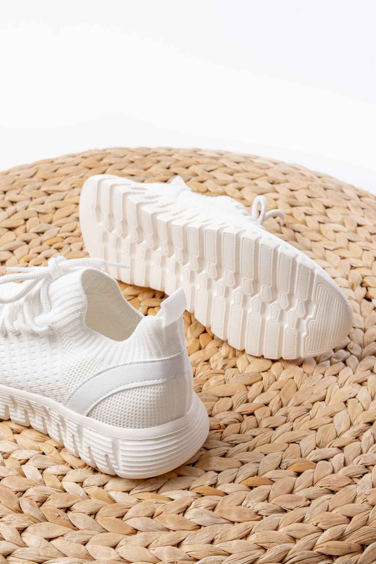 Ayakkabı Aşkı Dm-501 Beyaz Bağcıklı Failon Taban Günlük Spor Ayakkabı