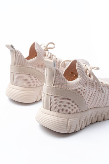 Ayakkabı Aşkı Bej Bağcıklı Failon Taban Günlük Spor Ayakkabı