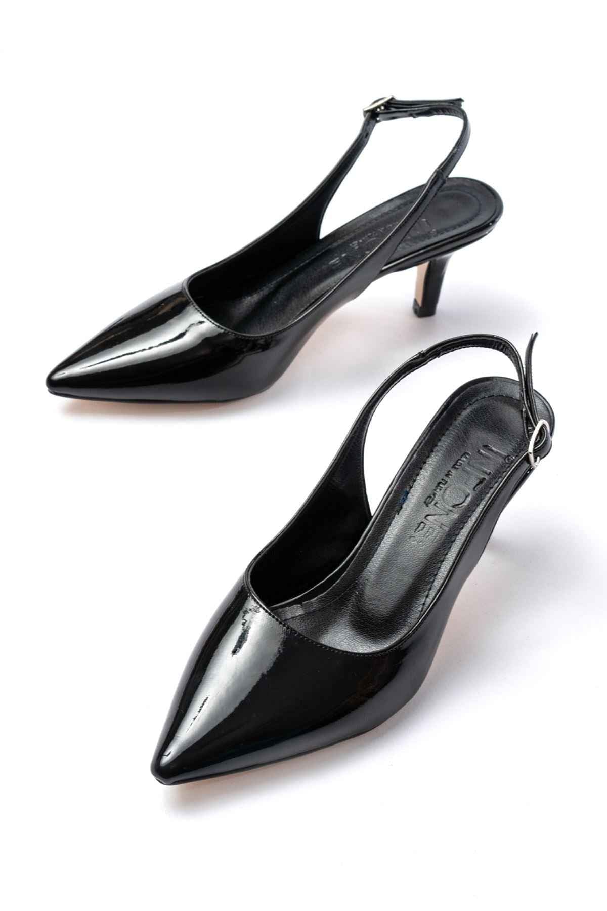 Ayakkabı Aşkı St-1152 Siyah Rugan Günlük 7 Cm Topuklu Kadın Ayakkabı