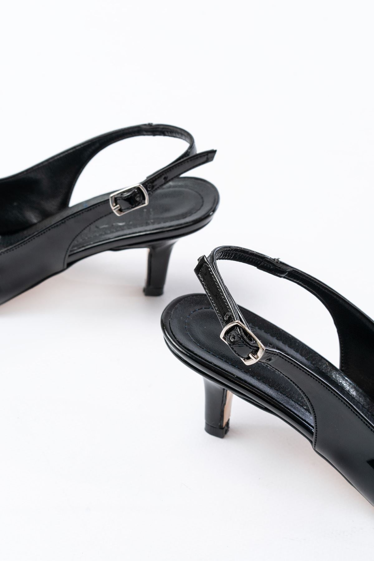 Ayakkabı Aşkı Siyah Rugan Günlük 7 cm Topuklu Kadın Ayakkabı