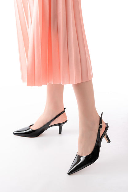 Ayakkabı Aşkı Siyah Rugan Günlük 7 cm Topuklu Kadın Ayakkabı