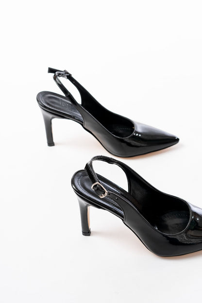 Ayakkabı Aşkı Siyah Rugan Günlük Arkası Açık 9 cm Topuklu Kadın Ayakkabı