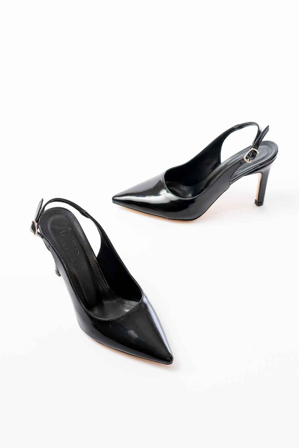 Ayakkabı Aşkı St-1153 Siyah Rugan Günlük Arkası Açık 9 Cm Topuklu Kadın Ayakkabı