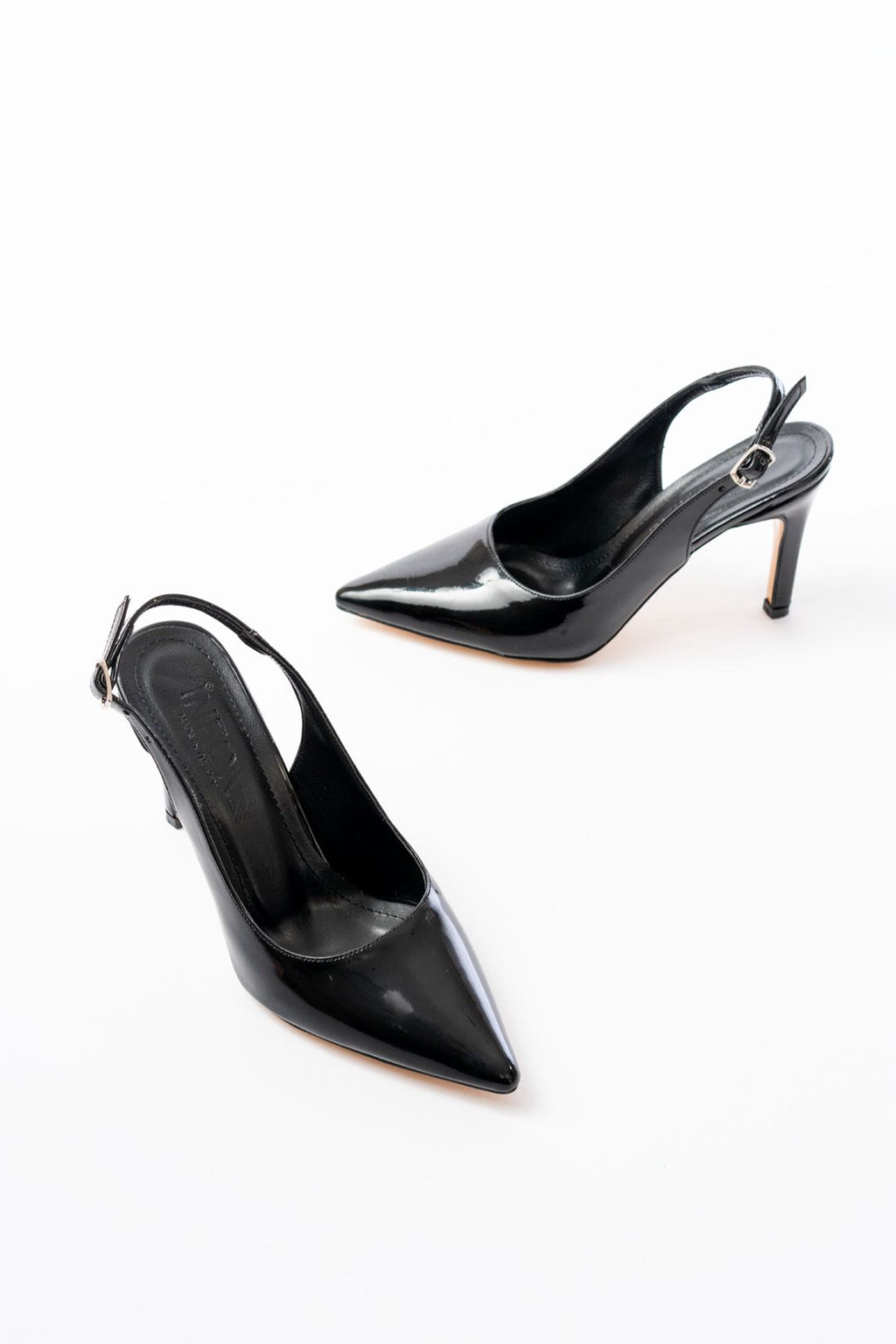 Ayakkabı Aşkı Siyah Rugan Günlük Arkası Açık 9 cm Topuklu Kadın Ayakkabı