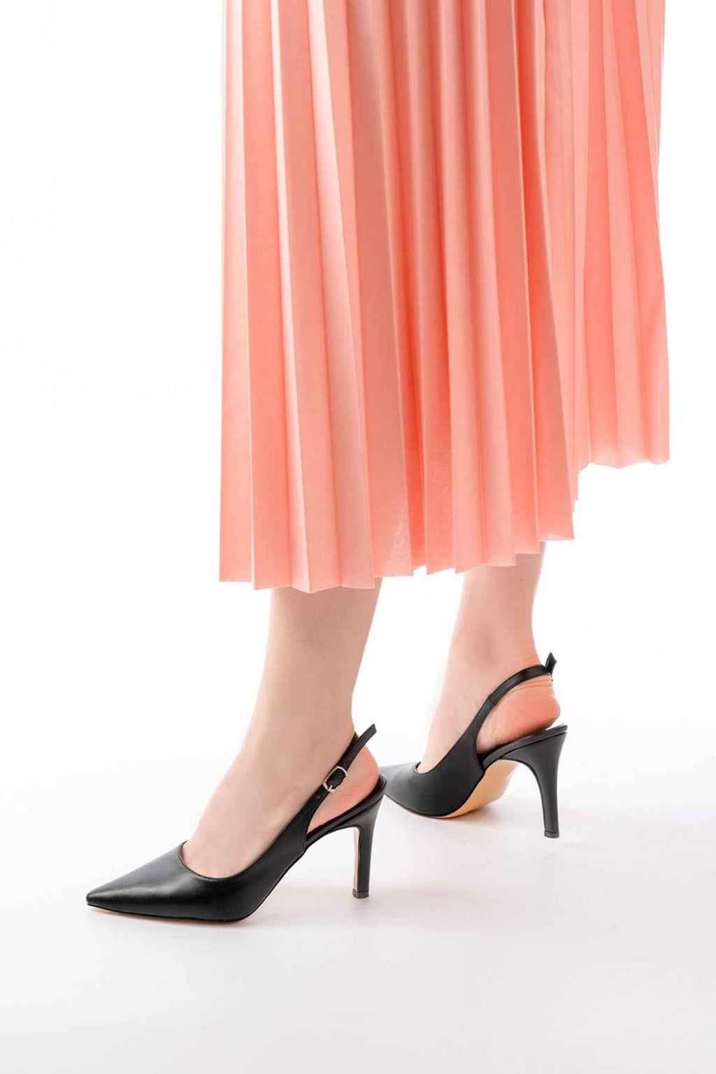 Ayakkabı Aşkı St-1153 Siyah Günlük Arkası Açık 9 Cm Topuklu Kadın Ayakkabı