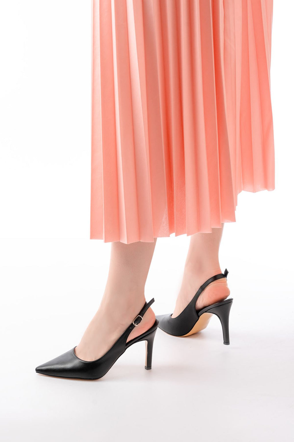 Ayakkabı Aşkı Siyah Günlük Arkası Açık 9 cm Topuklu Kadın Ayakkabı