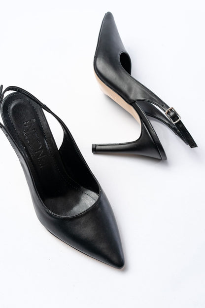 Ayakkabı Aşkı Siyah Günlük Arkası Açık 9 cm Topuklu Kadın Ayakkabı