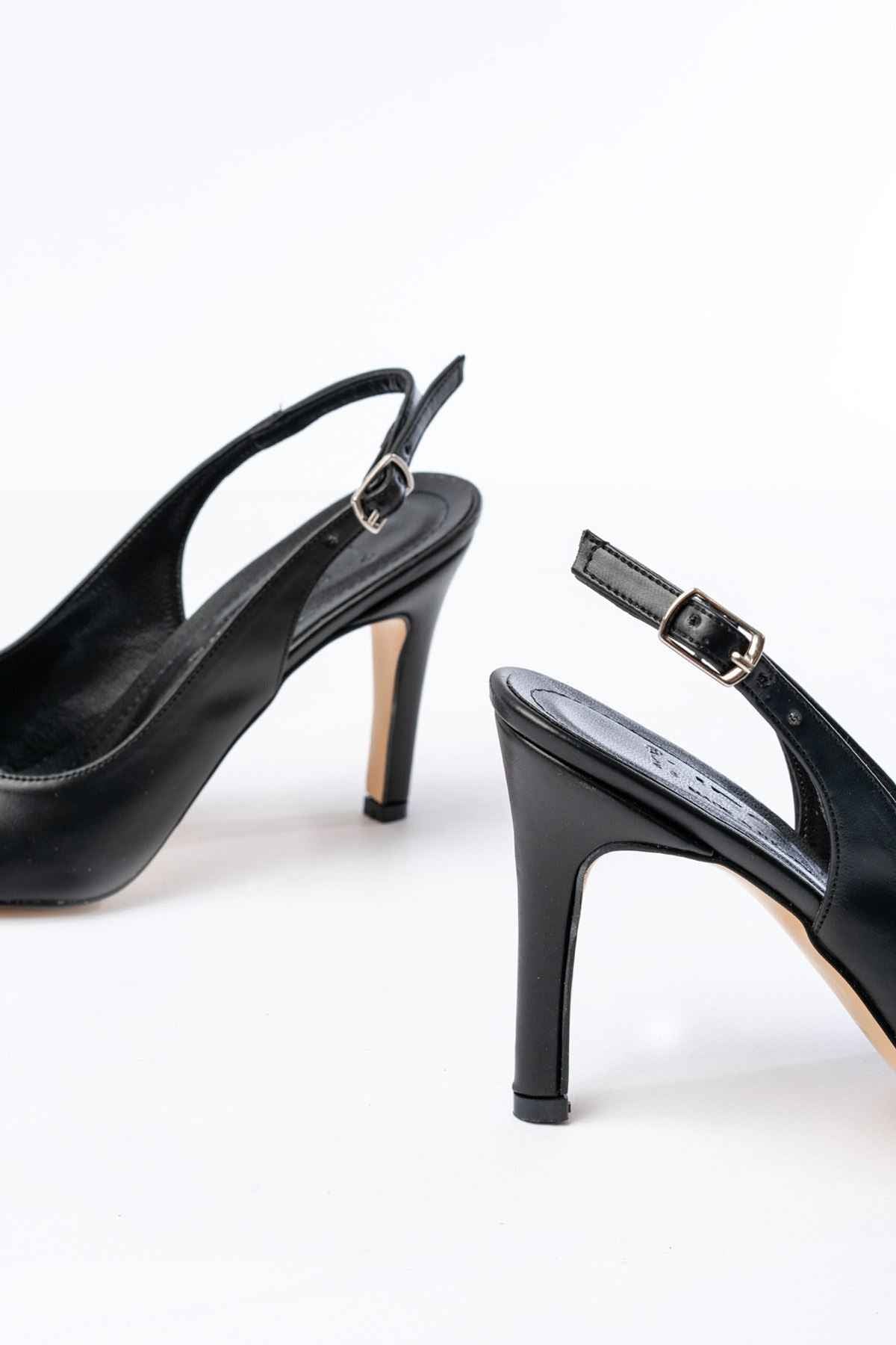 Ayakkabı Aşkı St-1153 Siyah Günlük Arkası Açık 9 Cm Topuklu Kadın Ayakkabı