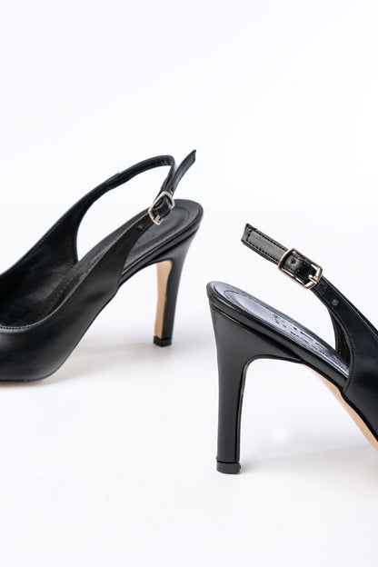 Ayakkabı Aşkı Siyah Günlük Arkası Açık 9 cm Topuklu Kadın Ayakkabı