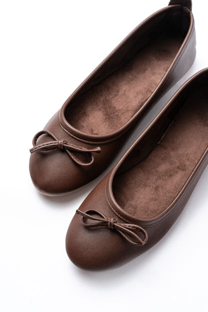 Ayakkabı Aşkı 6101 Kahve Günlük Fiyonklu Kadın Babet