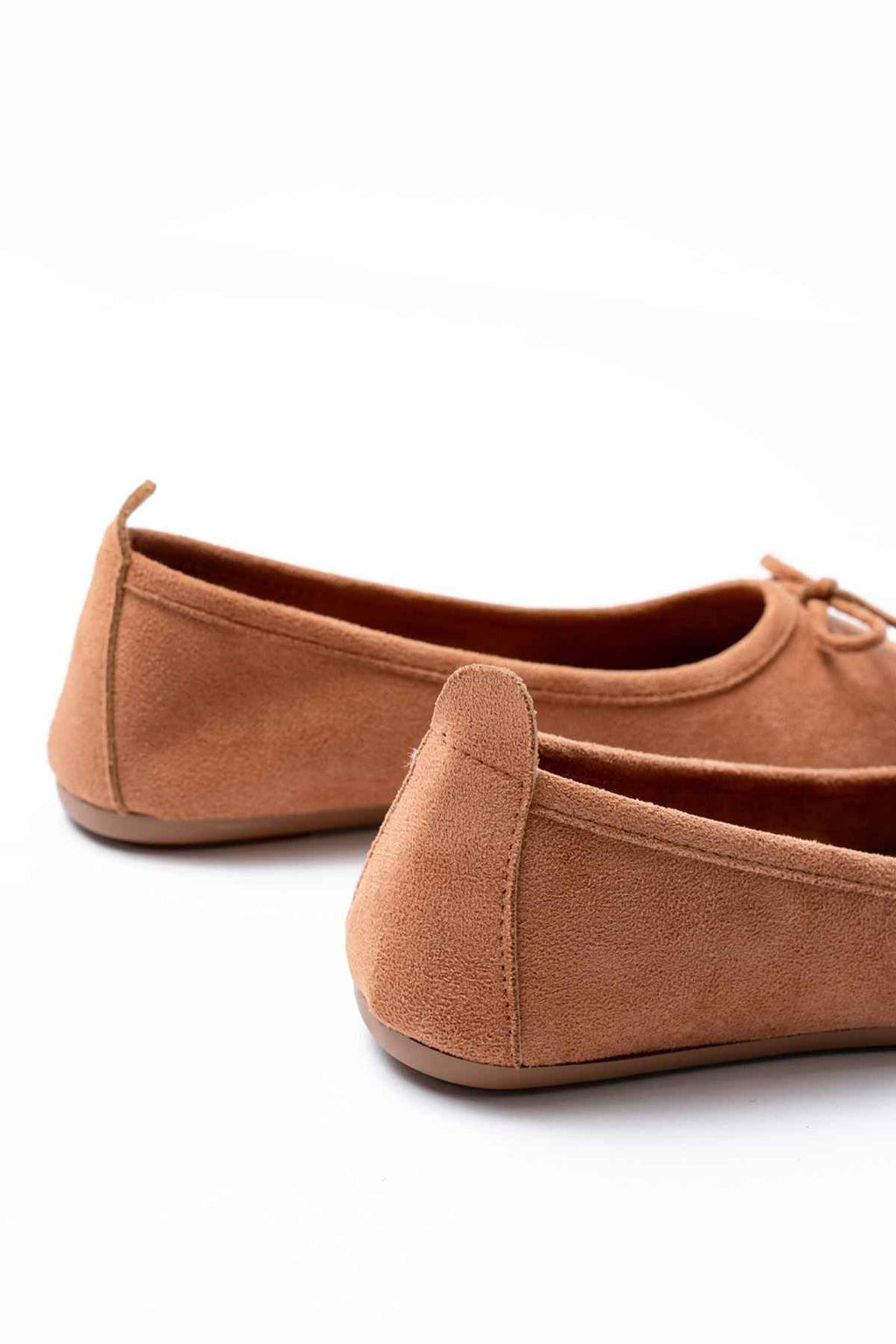 Ayakkabı Aşkı 6101 Taba Süet Fiyonklu Günlük Kadın Babet