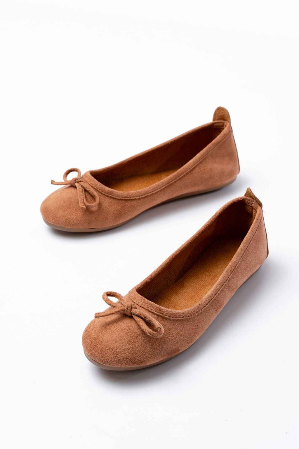 Ayakkabı Aşkı 6101 Taba Süet Fiyonklu Günlük Kadın Babet