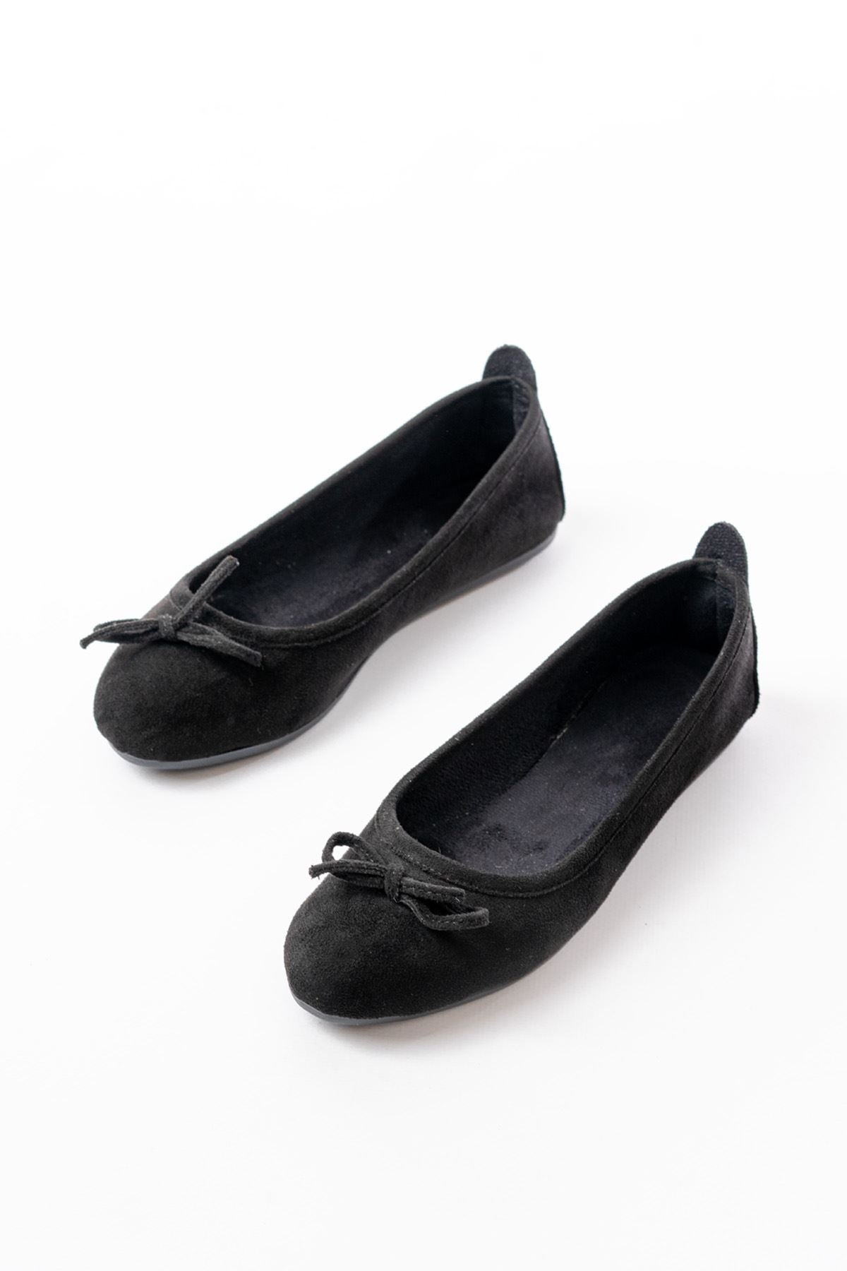 Ayakkabı Aşkı 6101 Siyah Süet Fiyonklu Günlük Kadın Babet - Ayakkabı Aşkı