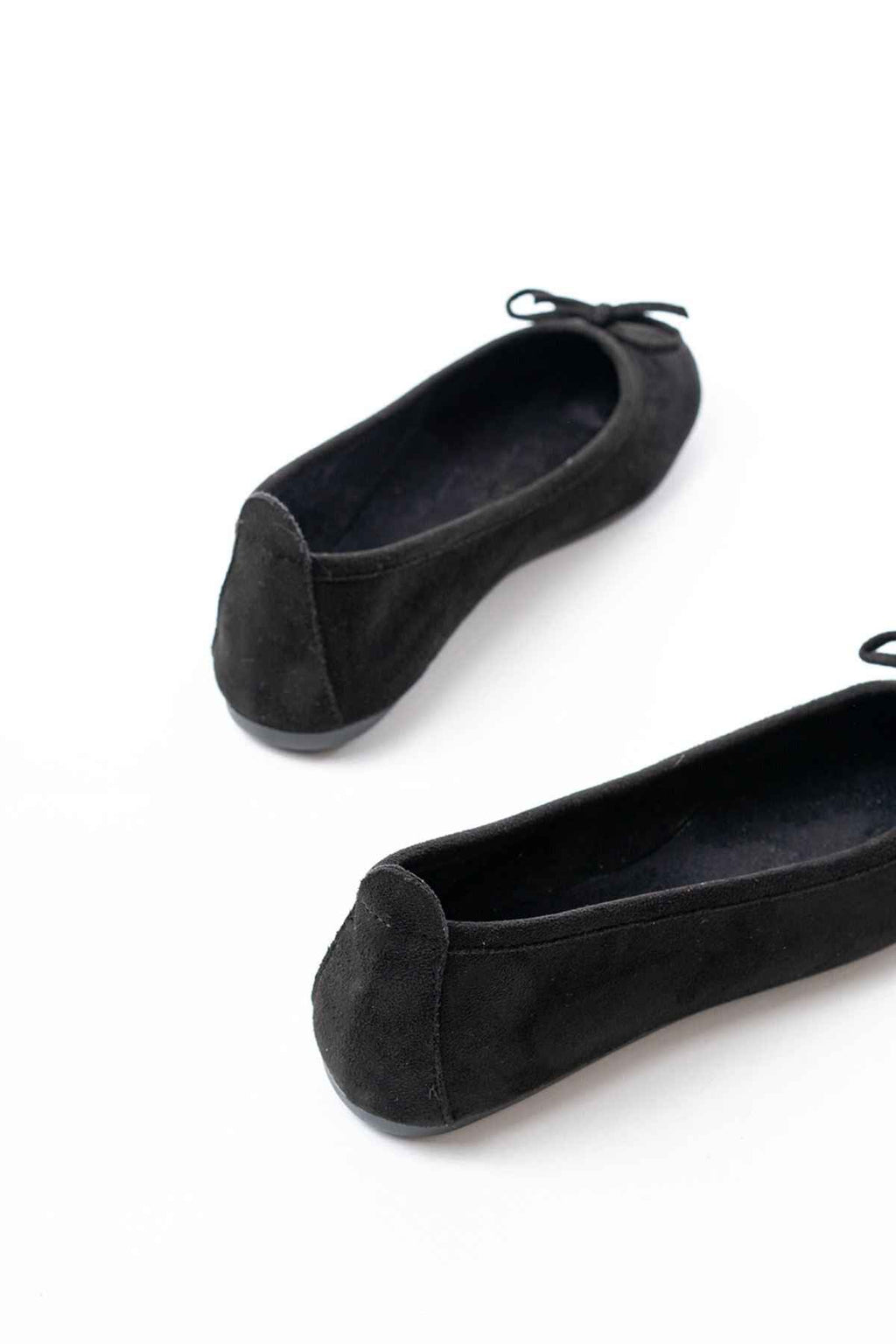 Ayakkabı Aşkı 6101 Siyah Süet Fiyonklu Günlük Kadın Babet