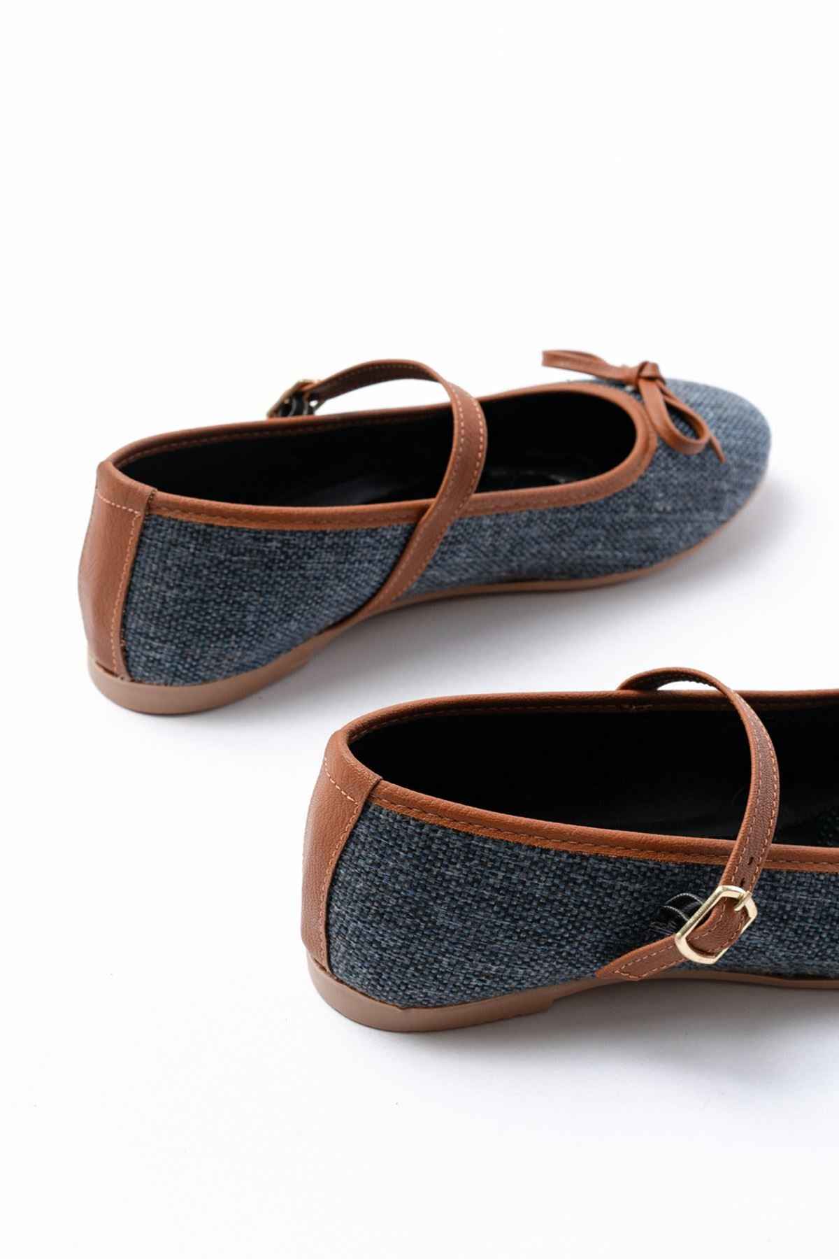 Ayakkabı Aşkı 6321 Laci Keten Günlük Baret Tokalı Bayan Babet