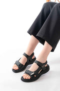 Ayakkabı Aşkı Dm-363  Siyah Baret Cırtlı Dikişli Günlük Kadın Sandalet