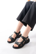 Ayakkabı Aşkı Siyah Baret Cırtlı Dikişli Günlük Kadın Sandalet - Ayakkabı Aşkı