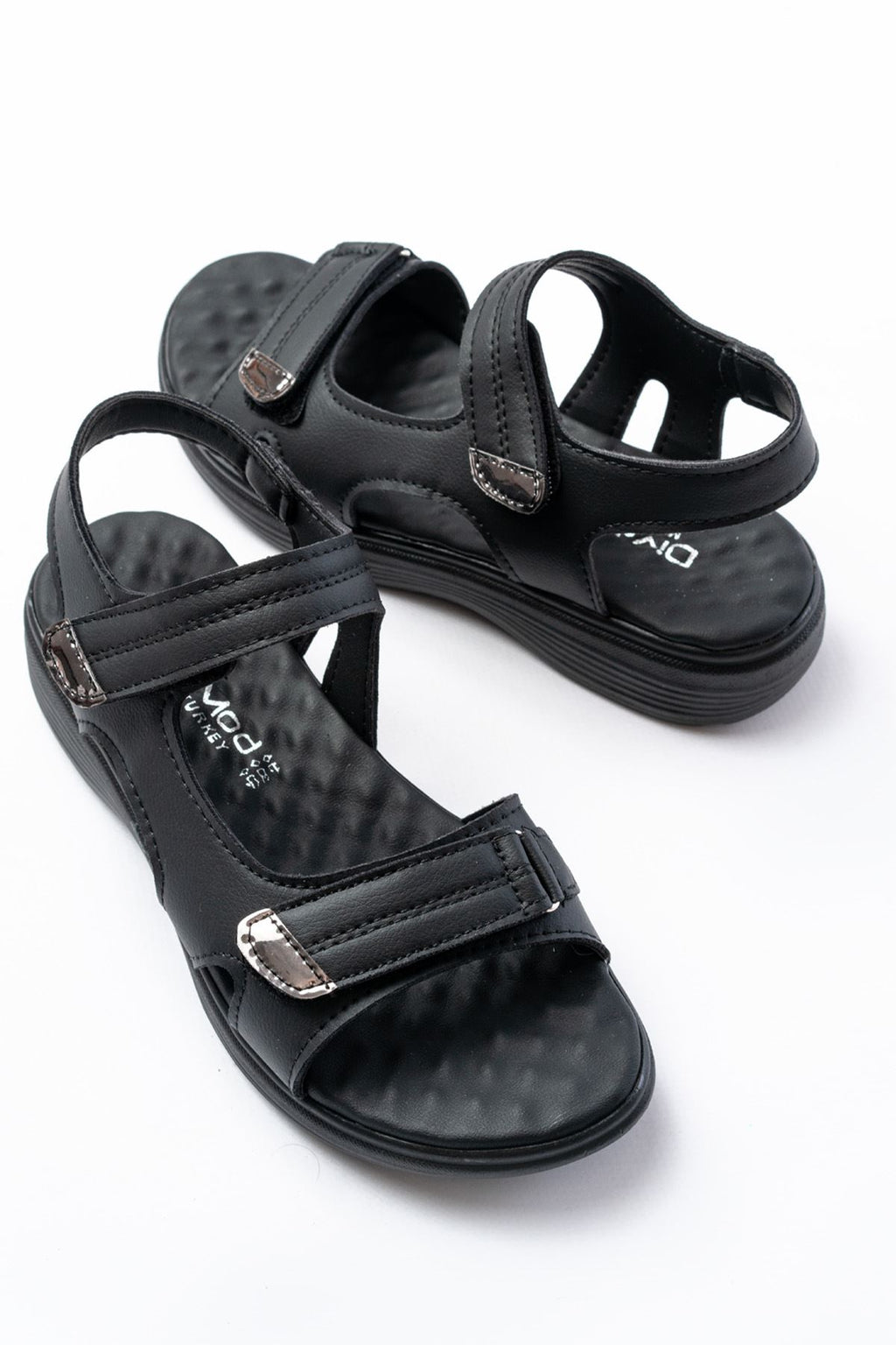 Ayakkabı Aşkı Siyah Baret Cırtlı Dikişli Günlük Kadın Sandalet