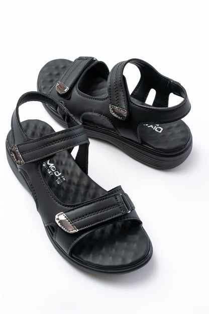 Ayakkabı Aşkı Siyah Baret Cırtlı Dikişli Günlük Kadın Sandalet