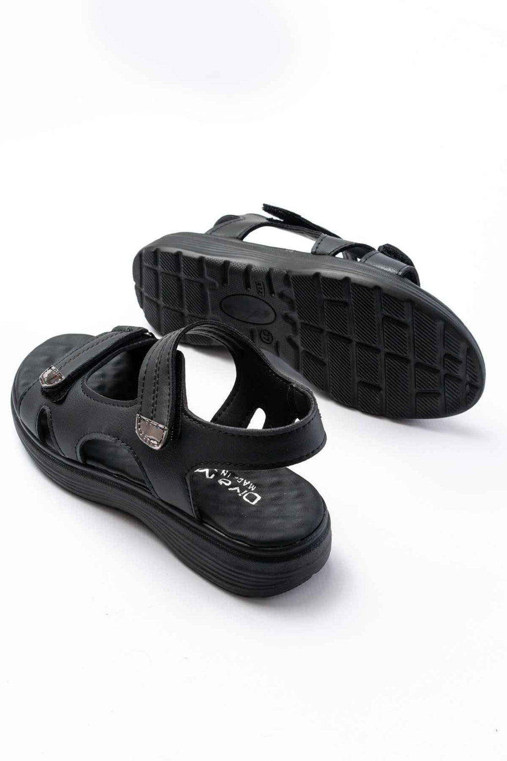 Ayakkabı Aşkı Dm-363  Siyah Baret Cırtlı Dikişli Günlük Kadın Sandalet