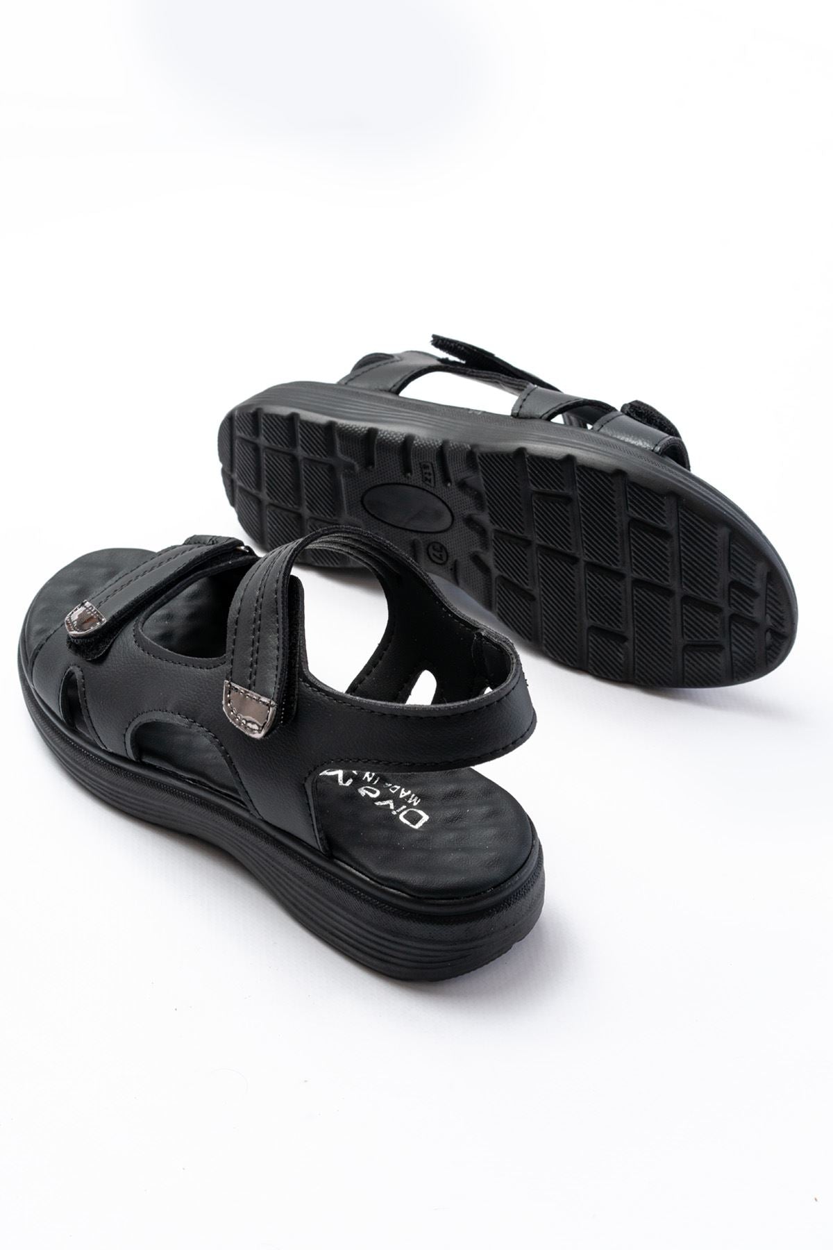 Ayakkabı Aşkı Siyah Baret Cırtlı Dikişli Günlük Kadın Sandalet