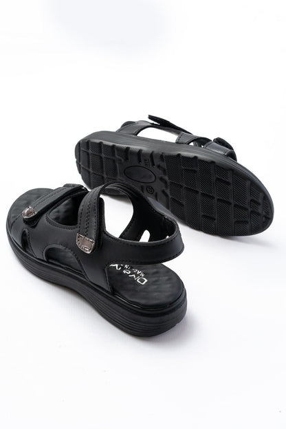 Ayakkabı Aşkı Siyah Baret Cırtlı Dikişli Günlük Kadın Sandalet