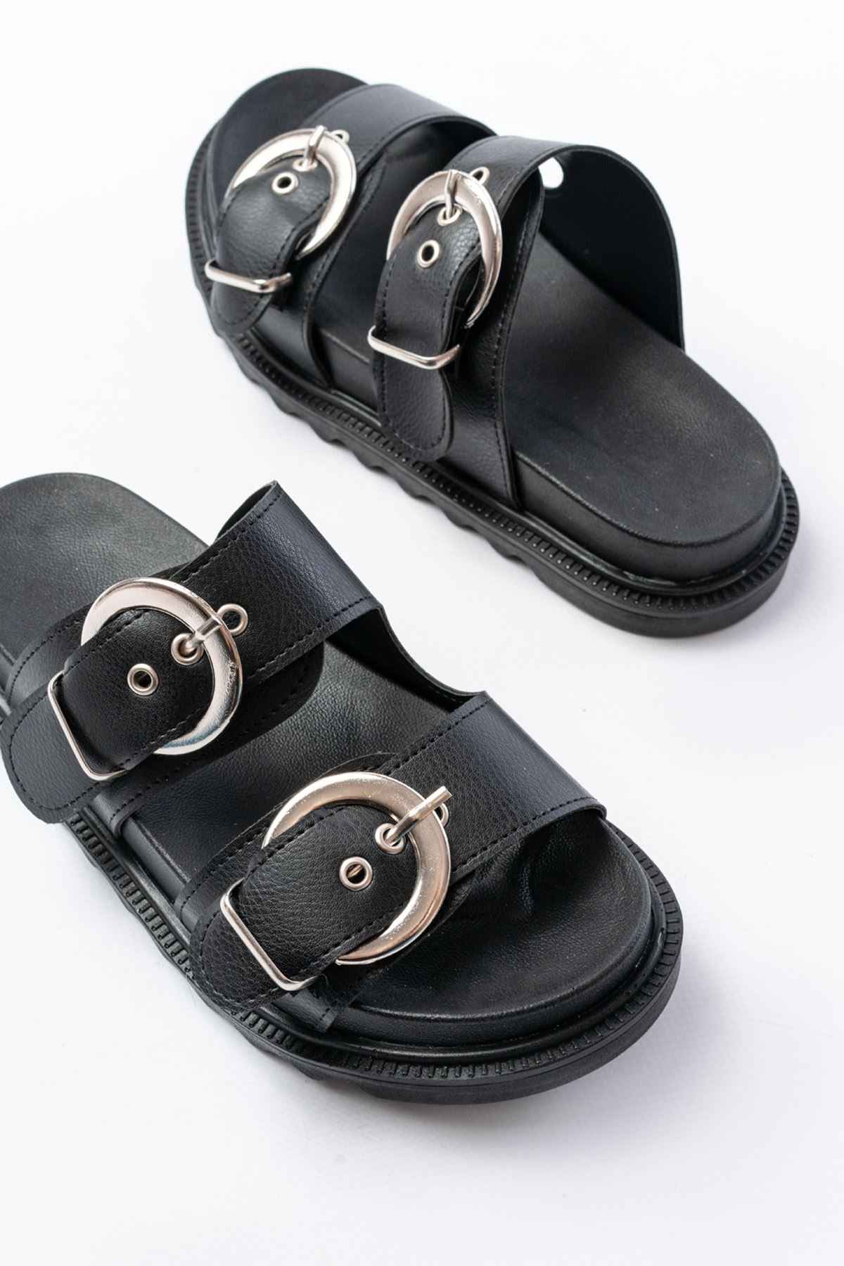 Ayakkabı Aşkı Dm-6010 Casual Women'S Slippers With Black Buckle Accessory