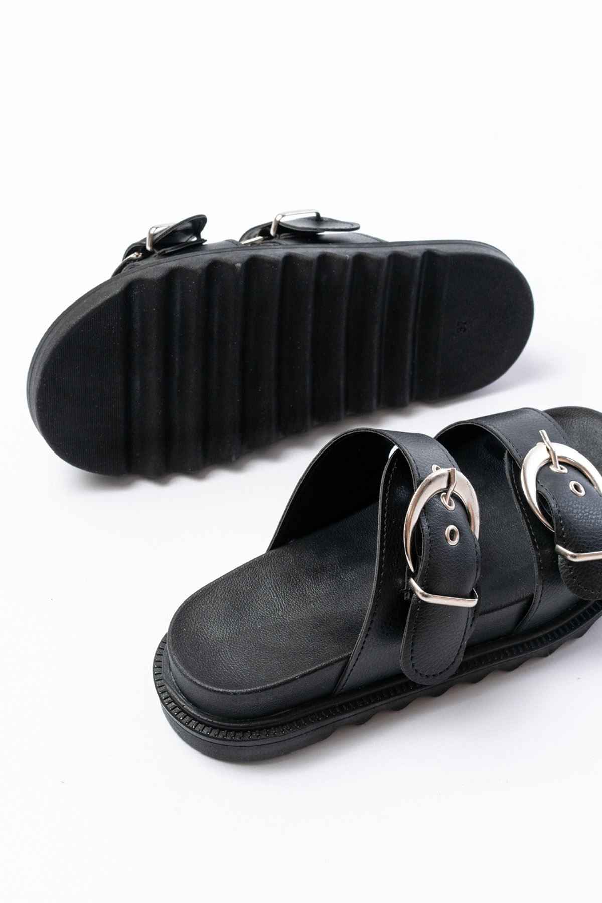 Ayakkabı Aşkı Dm-6010 Casual Women'S Slippers With Black Buckle Accessory