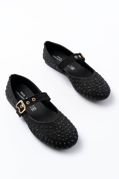 Ayakkabı Aşkı Siyah Troklu Baret Tokalı Günlük Kadın Babet