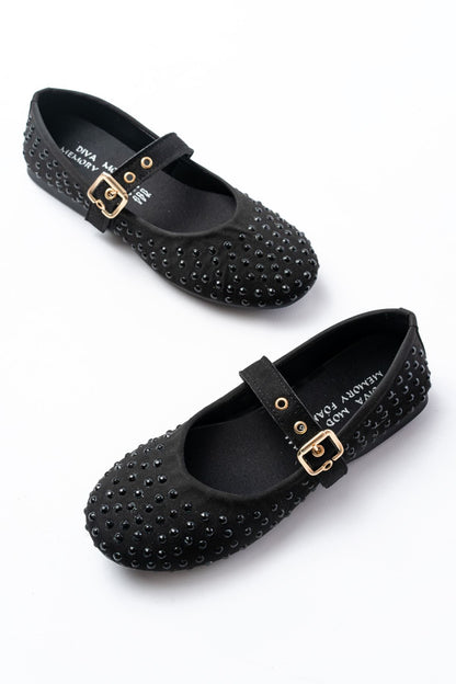 Ayakkabı Aşkı Siyah Troklu Baret Tokalı Günlük Kadın Babet