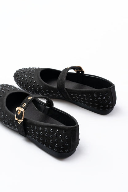 Ayakkabı Aşkı Siyah Troklu Baret Tokalı Günlük Kadın Babet