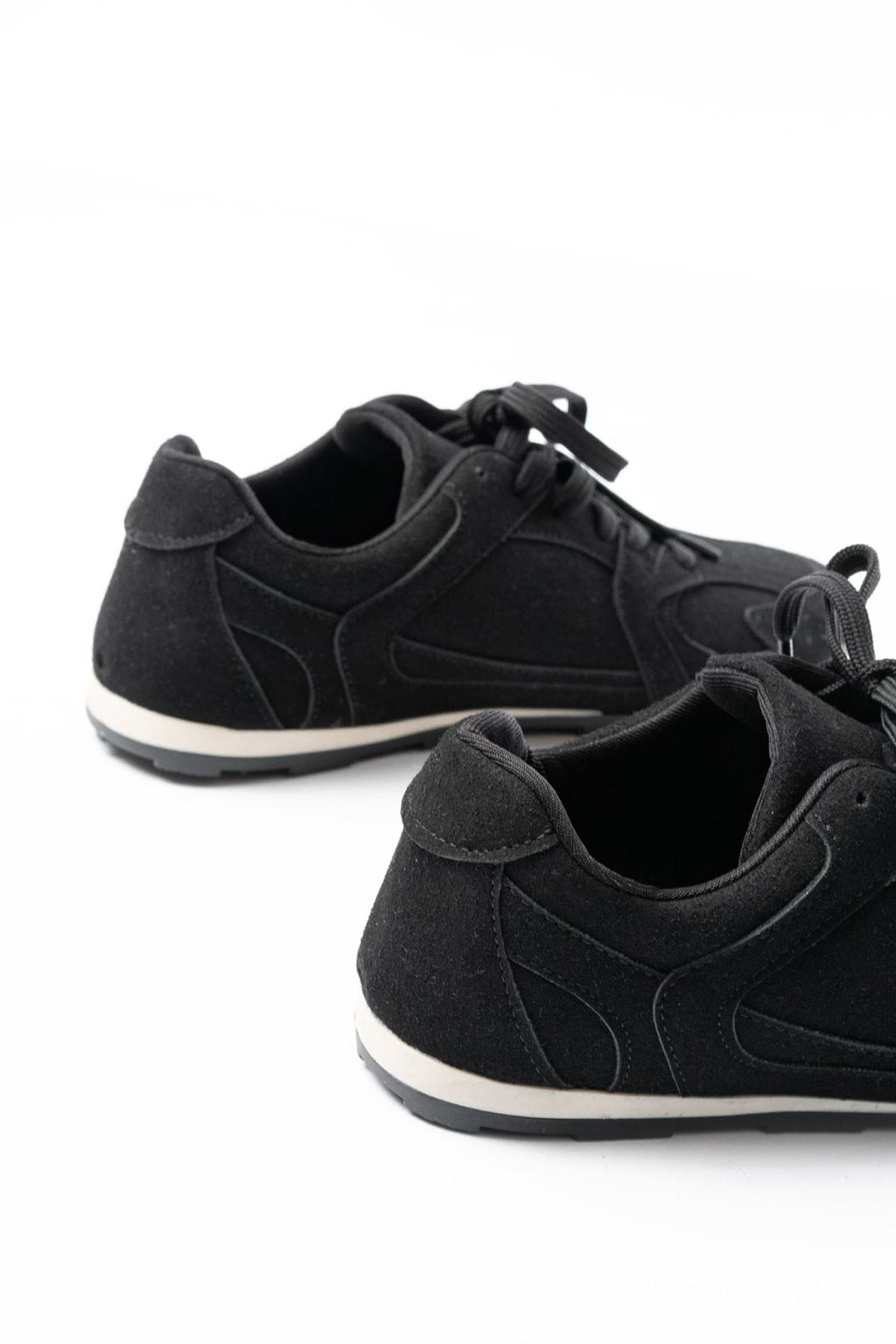 Ayakkabı Aşkı Siyah Süet İnce Taban Günlük Spor Ayakkabı