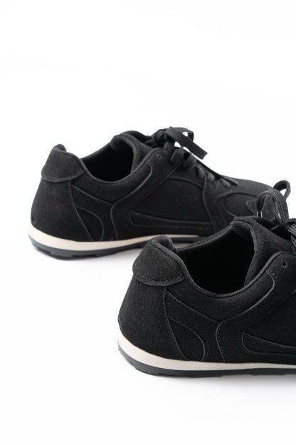 Ayakkabı Aşkı Siyah Süet İnce Taban Günlük Spor Ayakkabı
