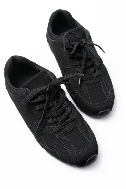 Ayakkabı Aşkı Siyah Süet İnce Taban Günlük Spor Ayakkabı