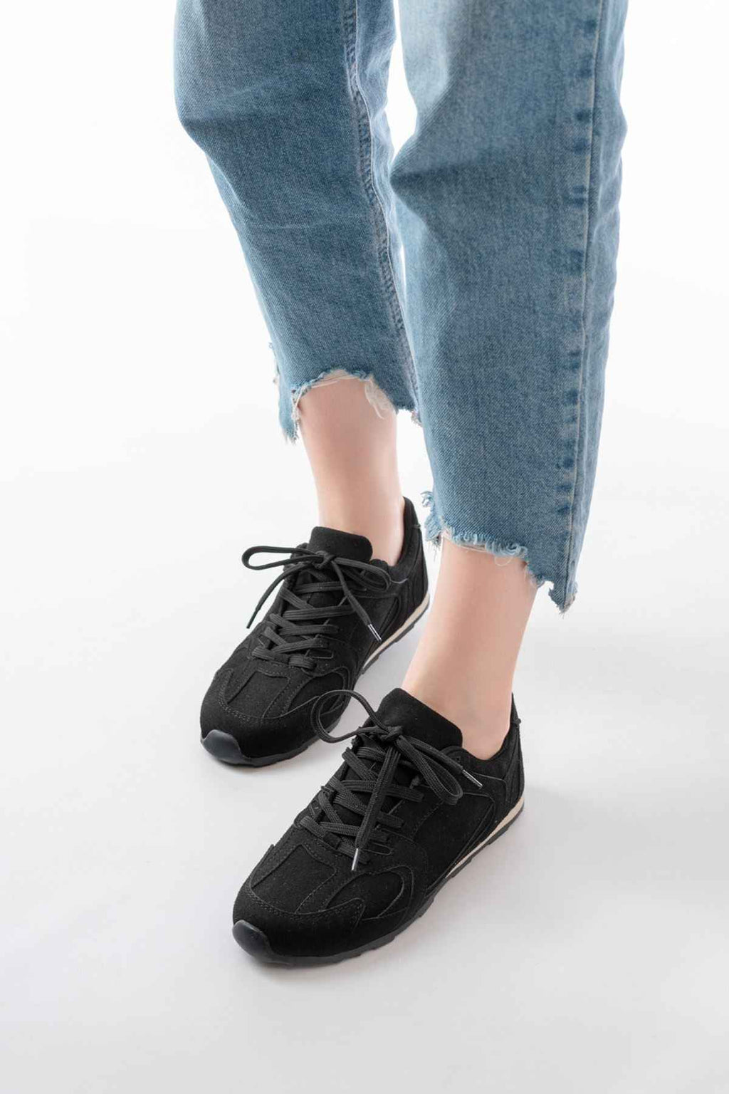 Ayakkabı Aşkı Rs-01 Siyah Süet Ince Taban Günlük Spor Ayakkabı