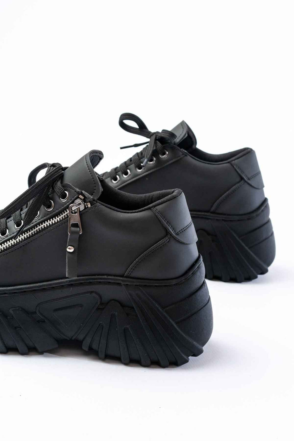 Ayakkabı Aşkı Sp-156 Siyah Bağcıklı Fermuarlı Yüksek Taban Günlük Spor Ayakkabı