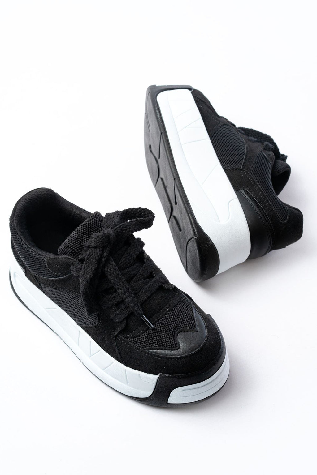 Ayakkabı Aşkı Siyah Garni Bağcıklı Fileli Yüksek Taban Günlük Spor Ayakkabı