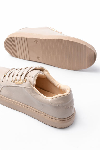 Ayakkabı Aşkı Bej Bağcıklı Taban Dikişli Günlük Kadın Spor