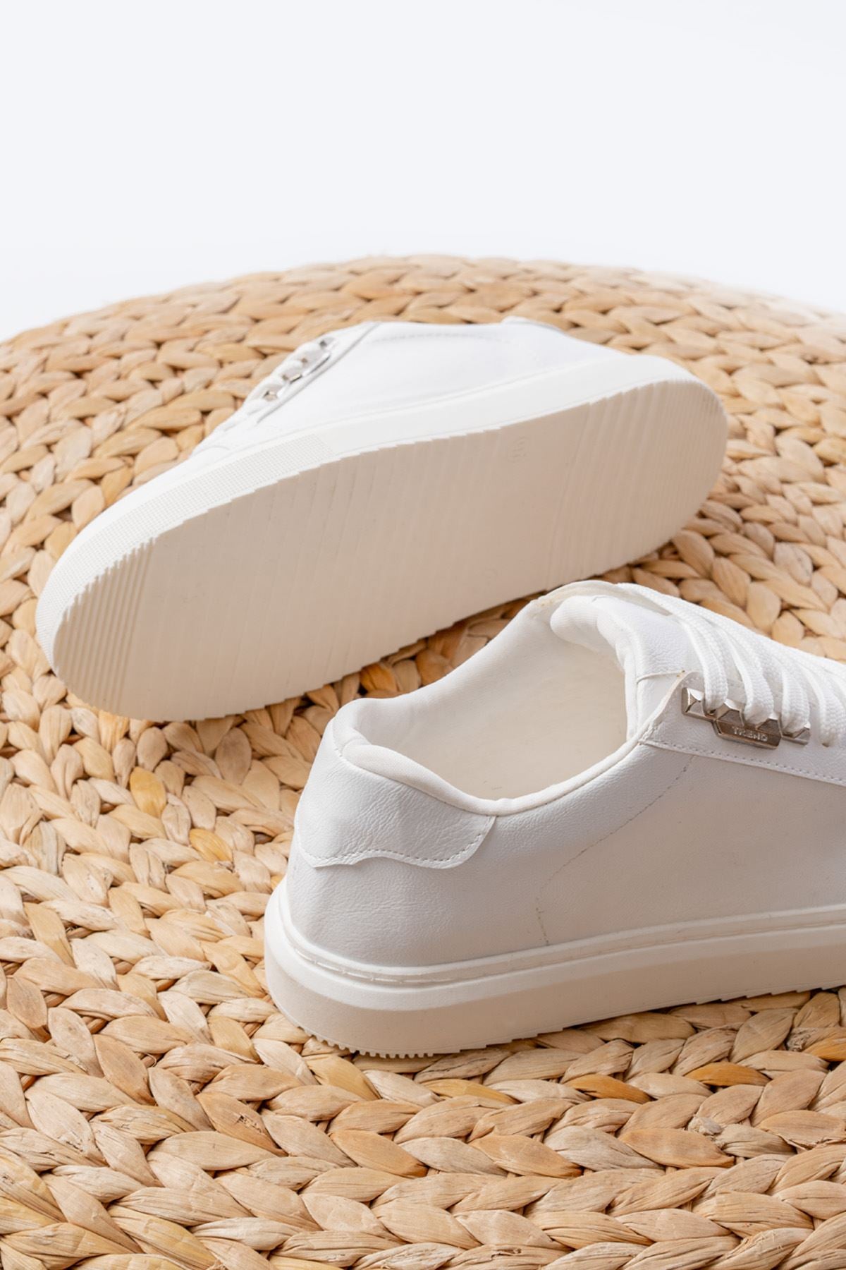 Ayakkabı Aşkı Beyaz Bağcıklı Taban Dikişli Günlük Kadın Spor - Ayakkabı Aşkı