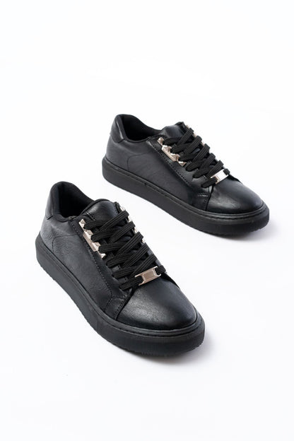 Ayakkabı Aşkı Siyah Bağcıklı Taban Dikişli Günlük Kadın Spor
