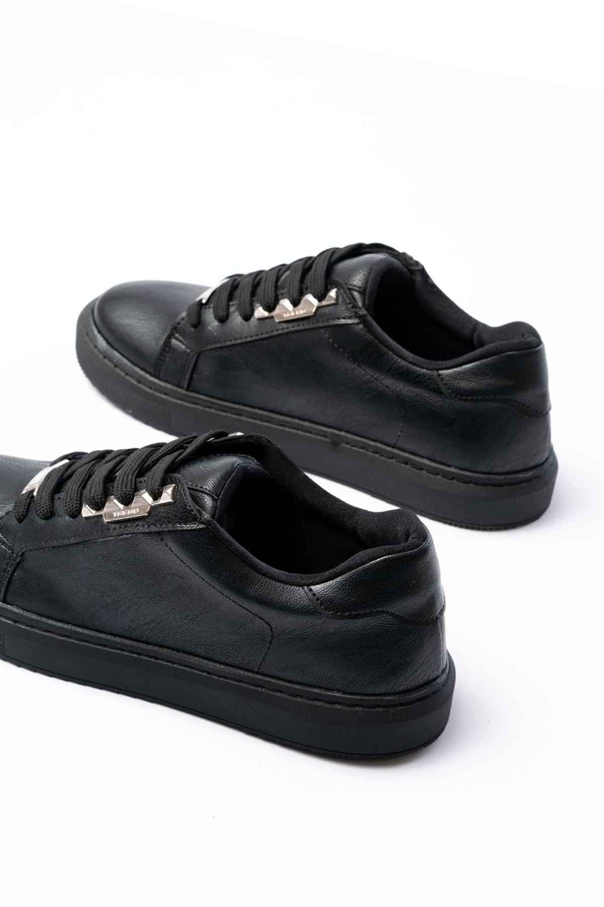 Ayakkabı Aşkı P-910 Siyah Bağcıklı Taban Dikişli Günlük Kadın Spor