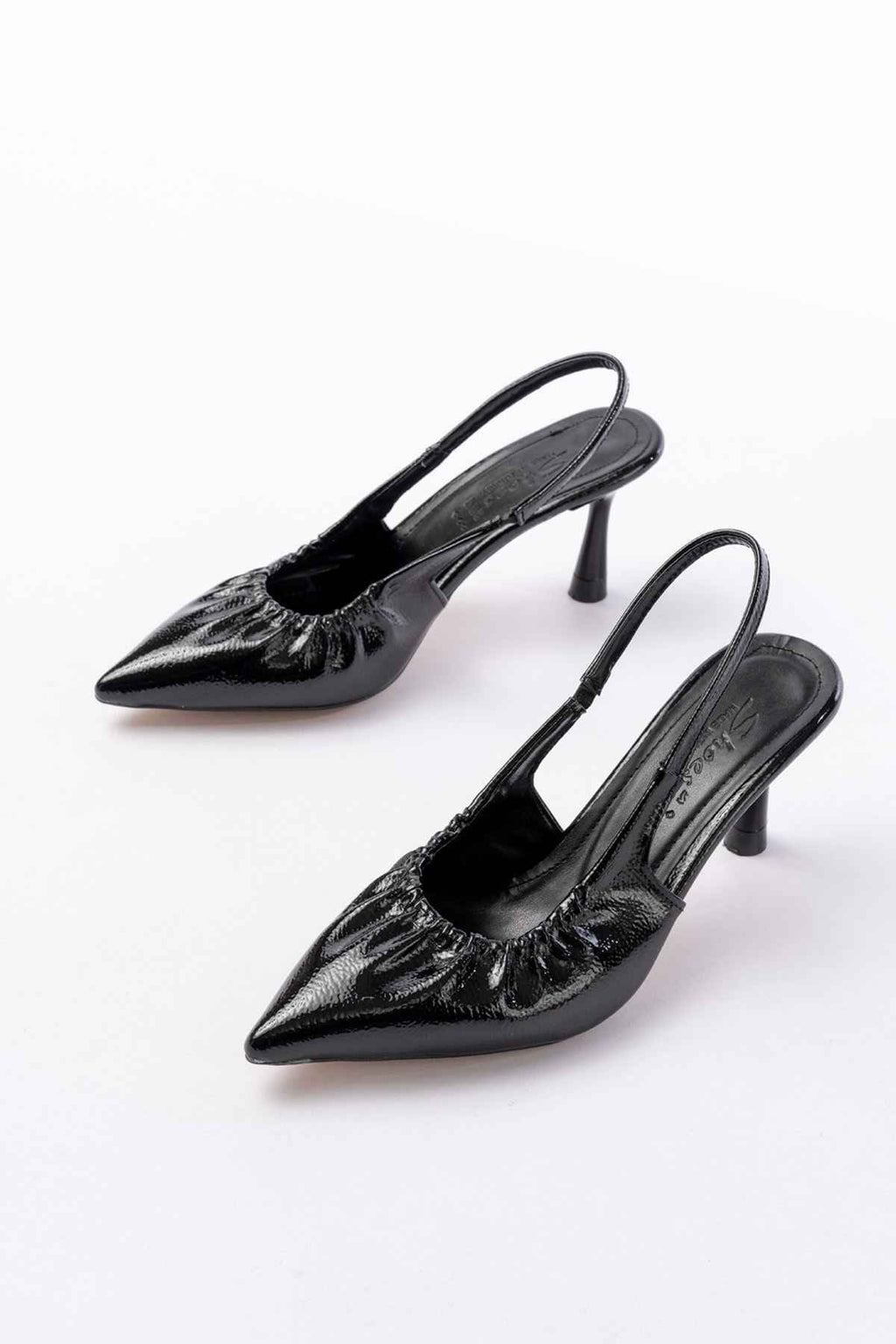 Ayakkabı Aşkı Inf-40451 Siyah Kırışık Rugan Günlük Arkası Açık Topuklu Bayan Ayakkabı