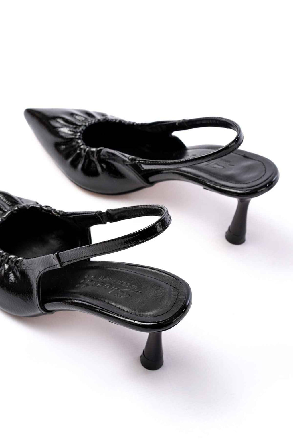 Ayakkabı Aşkı Inf-40451 Siyah Kırışık Rugan Günlük Arkası Açık Topuklu Bayan Ayakkabı