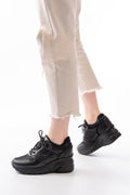 Ayakkabı Aşkı Siyah Günlük Bağcıklı Taş Aksesuarlı Yazlık Spor Ayakkabı - Ayakkabı Aşkı
